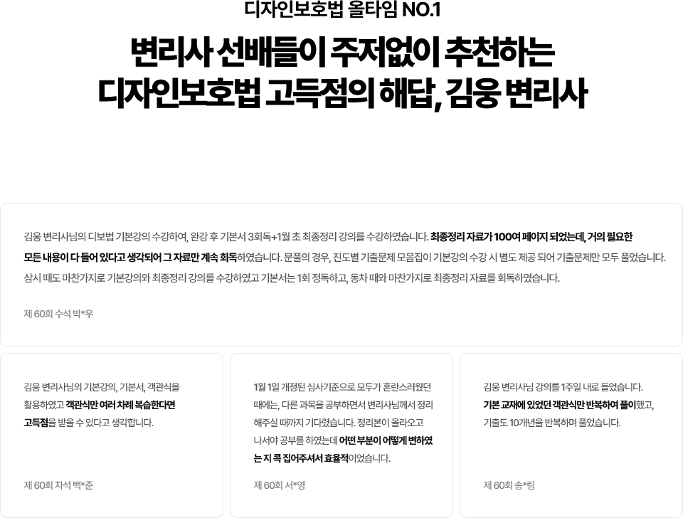 디자인보호법 고득점의 해답, 김웅 변리사