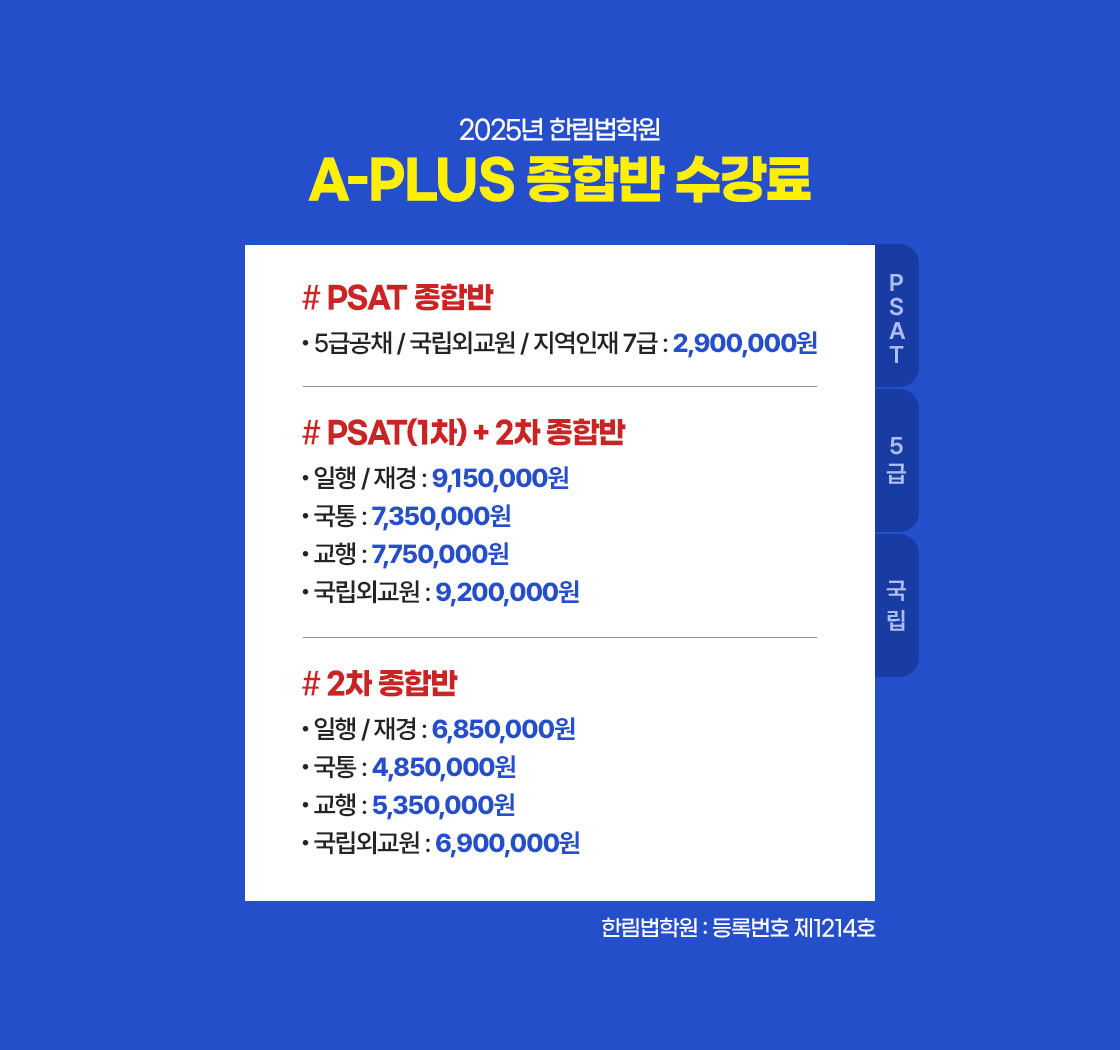 에이플러스 종합반 수강료
